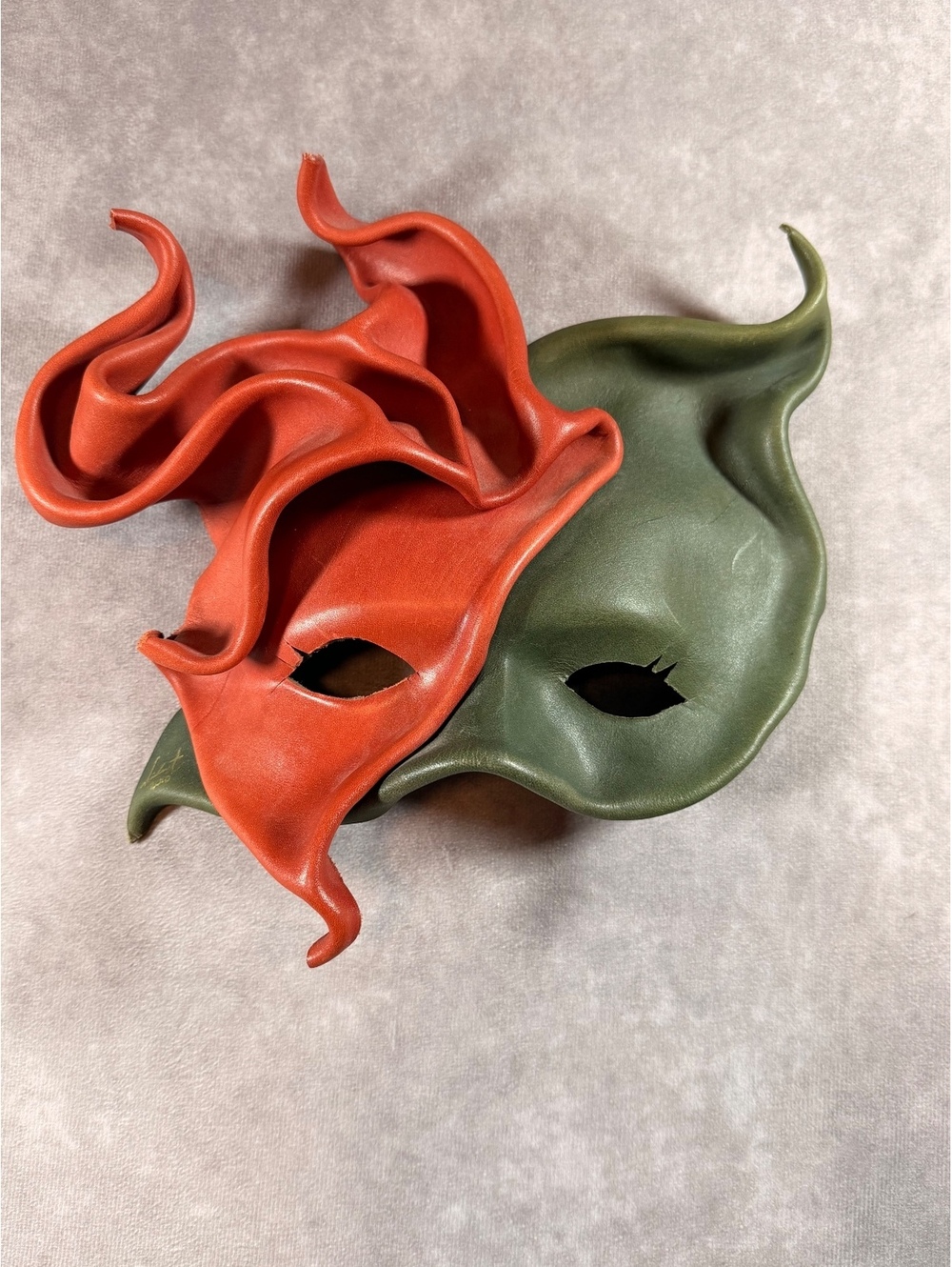 Leather Face Mask Mazatlan Artisan Made Signed Nidart Masquerade
